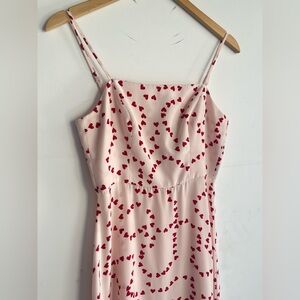 HVN “String of Hearts” print silk slip dress